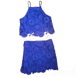 Royal blue 2-piece skirt & top set